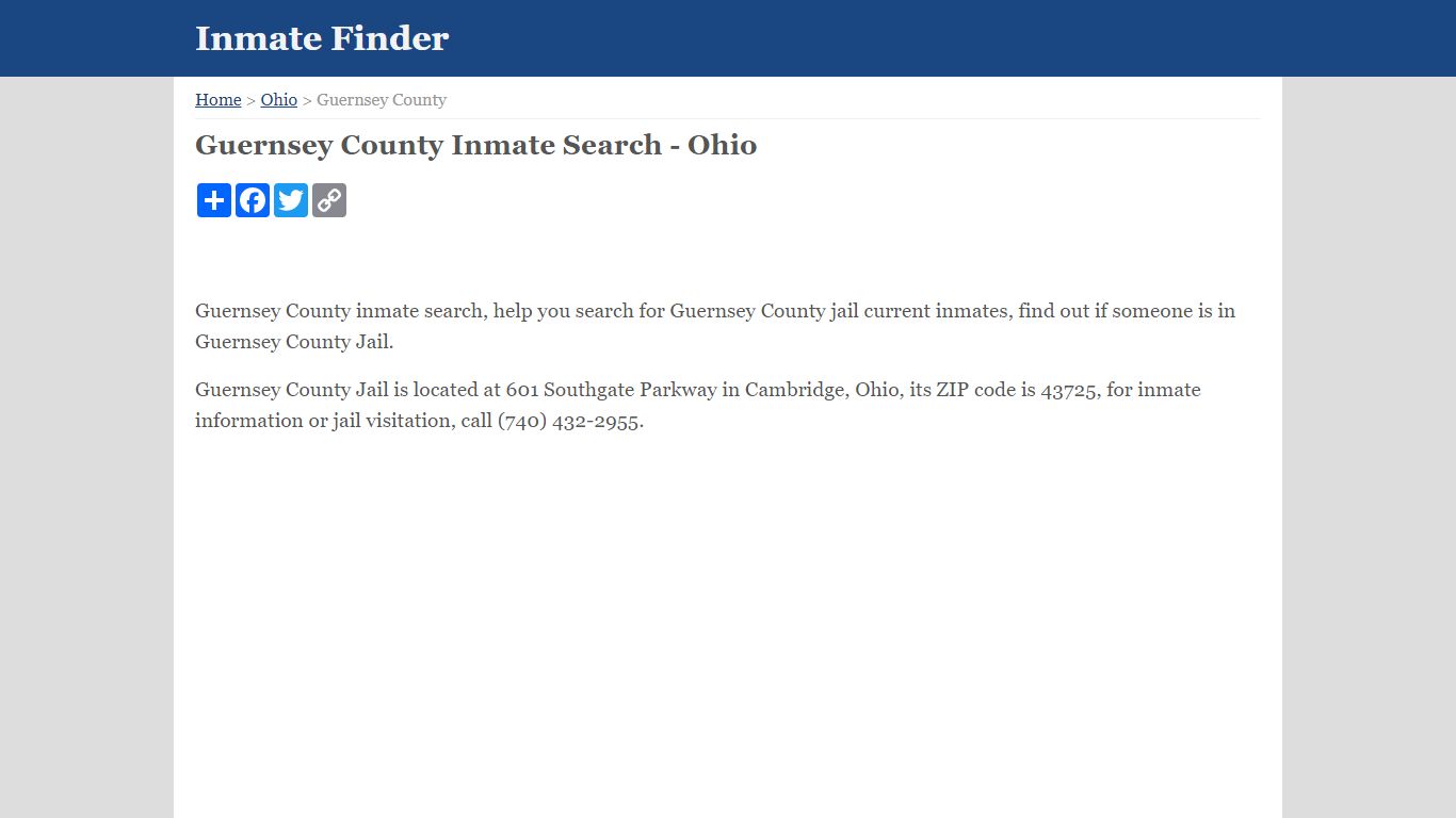 Guernsey County Inmate Search - Ohio